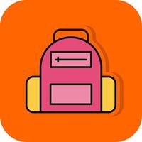 School Bag Filled Orange background Icon vector