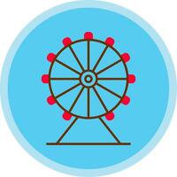 ferris rueda plano multi circulo icono vector