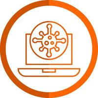 virus línea naranja circulo icono vector