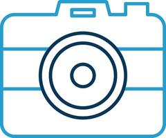 foto cámara línea azul dos color icono vector