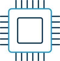 circuito tablero línea azul dos color icono vector