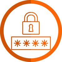 Password Line Orange Circle Icon vector