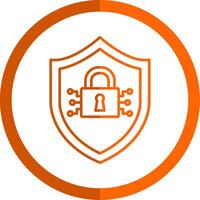 ciber seguridad línea naranja circulo icono vector