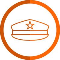 Military Hat Line Orange Circle Icon vector