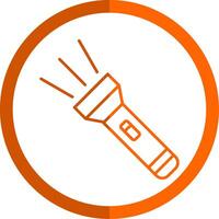 Flashlight Line Orange Circle Icon vector