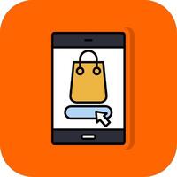 comercio electrónico lleno naranja antecedentes icono vector