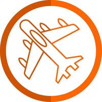 Jet Plane Line Orange Circle Icon vector