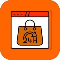 24 Hours Filled Orange background Icon vector