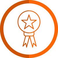 Star Medal Line Orange Circle Icon vector