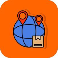 Worldwide Shipping Filled Orange background Icon vector