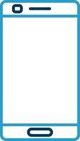 móvil teléfono línea azul dos color icono vector