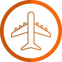 Plane Line Orange Circle Icon vector