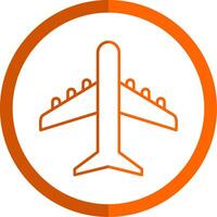 Plane Line Orange Circle Icon vector