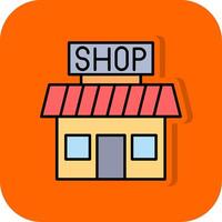 Shop Filled Orange background Icon vector