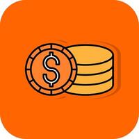 Coin Filled Orange background Icon vector