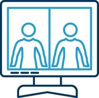 Online Meeting Line Blue Two Color Icon vector