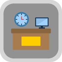 Workplace Flat Round Corner Icon vector