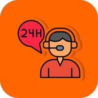 24 Hours Support Filled Orange background Icon vector