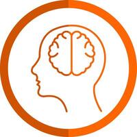 neurología línea naranja circulo icono vector