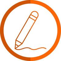 Pencil Line Orange Circle Icon vector