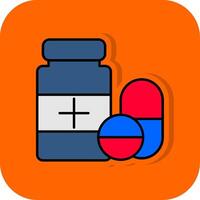 Pills Filled Orange background Icon vector