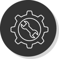 mantenimiento línea gris circulo icono vector