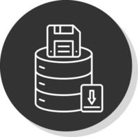 Save Data Line Grey Circle Icon vector