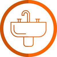 lavabo línea naranja circulo icono vector