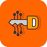 Key Filled Orange background Icon vector