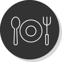 Cutlery Line Grey Circle Icon vector
