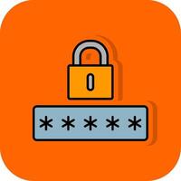 Password Filled Orange background Icon vector