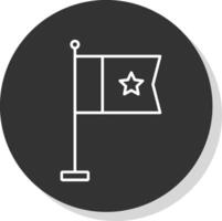 Flag Line Grey Circle Icon vector