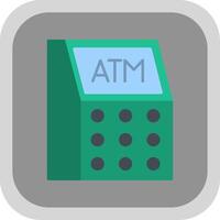 Atm Machine Flat Round Corner Icon vector