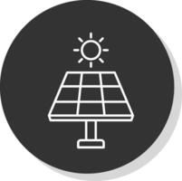 solar panel línea gris circulo icono vector
