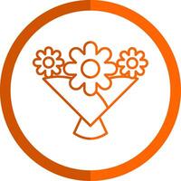 Flower Bouquet Line Orange Circle Icon vector