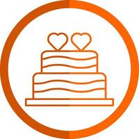 Wedding Cake Line Orange Circle Icon vector