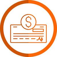 Pay Check Line Orange Circle Icon vector