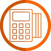 Pos Terminal Line Orange Circle Icon vector