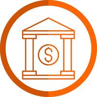 banco línea naranja circulo icono vector