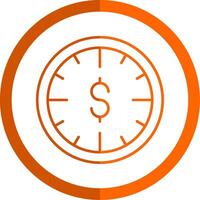 hora es dinero línea naranja circulo icono vector