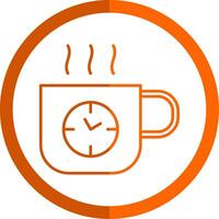 Coffee Time Line Orange Circle Icon vector