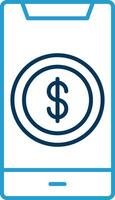 Dollar Line Blue Two Color Icon vector