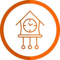 Cuckoo Clock Line Orange Circle Icon vector