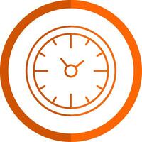 reloj hora línea naranja circulo icono vector