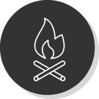 Fire Line Grey Circle Icon vector