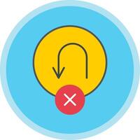 No U Turn Flat Multi Circle Icon vector