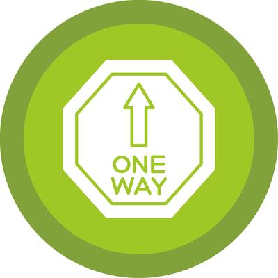 One Way Glyph Multi Circle Icon