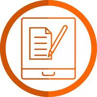 Tablet Sheet Line Orange Circle Icon vector