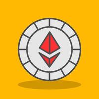 Ethereum Coins Filled Shadow Icon vector
