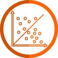 dispersión grafico línea naranja circulo icono vector